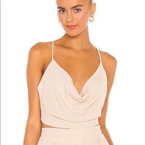 Indah Polina Solid 70s Cowl Neck Doe Beige Cami Womens Size XS - Worn Once